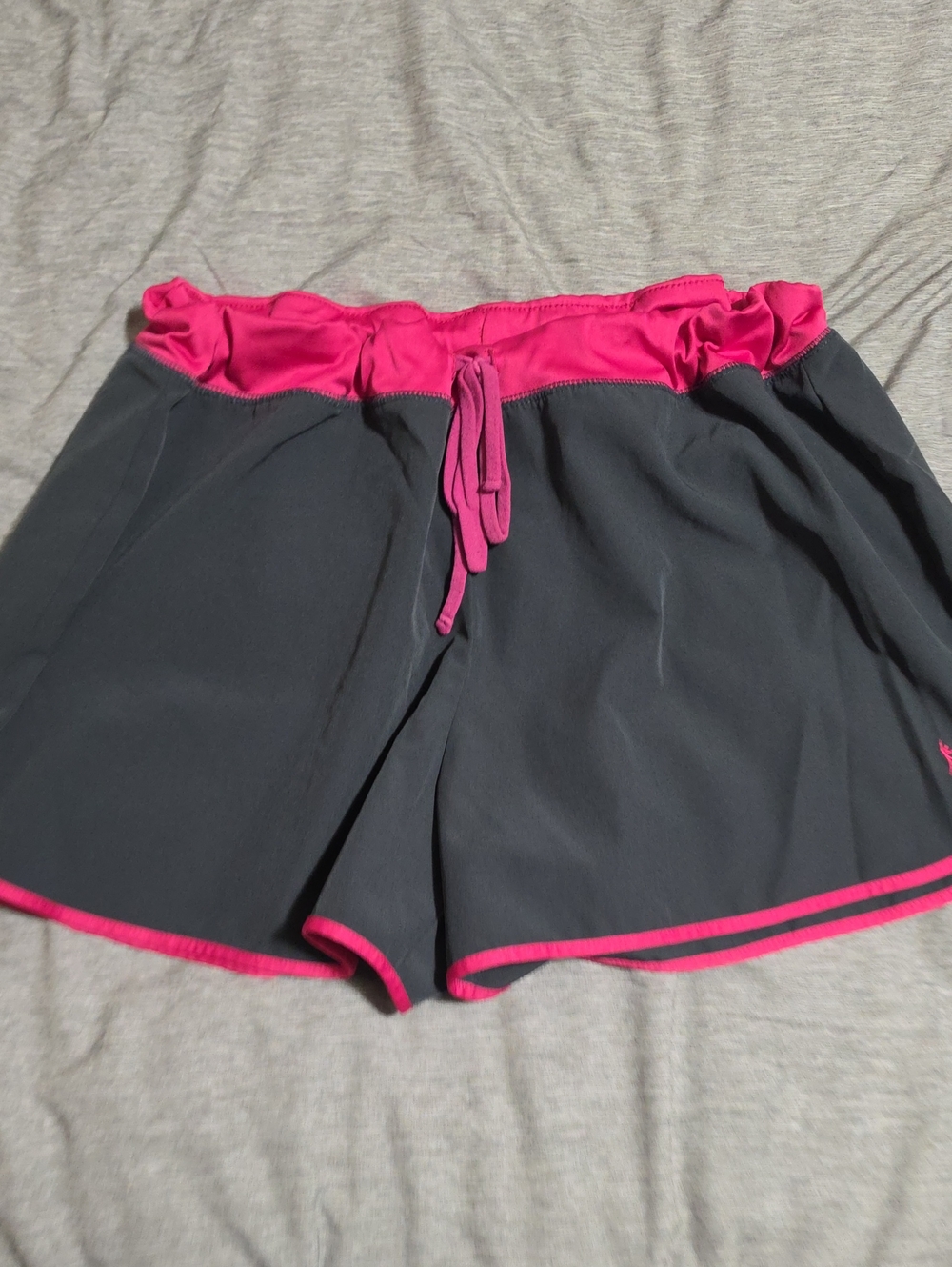 Danskin Now Charcoal Athletic Shorts with Hot Pink Trim
